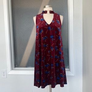 Velvet floral shift dress